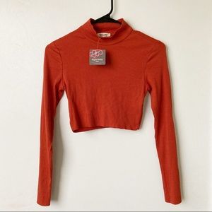 Burnt Orange Long Sleeve Crop Top